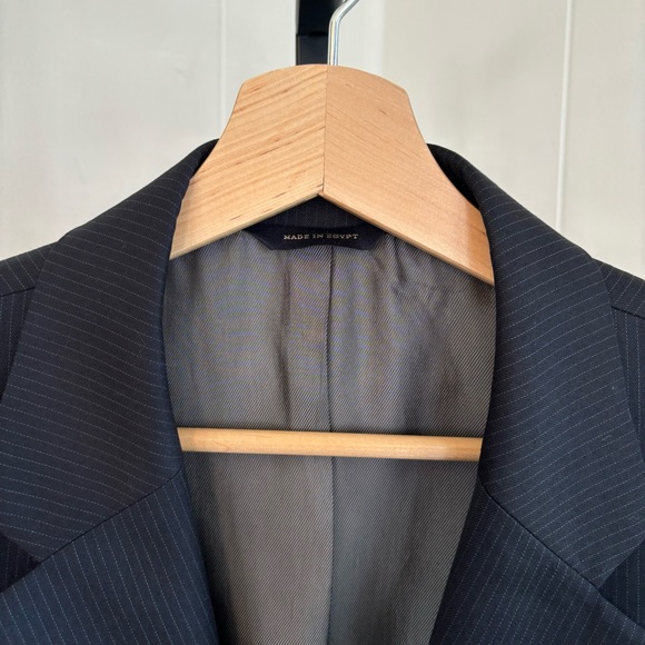 Banana Republic Factory Deep Navy Stripe Wool Blend 3 Button Sport Coat Mens 44L - Picture 1 of 10
